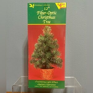 Vintage Fiber-Optic Color Changing Xmas Tree 12" Tall in working condition